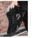 Xajzpa - Big Size Men’s Boots Breathable Genuine Leather Soft Sole Comfortable Ankle Outdoor