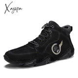 Xajzpa - Big Size Men’s Boots Breathable Genuine Leather Soft Sole Comfortable Ankle Outdoor