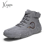 Xajzpa - Big Size Men’s Boots Breathable Genuine Leather Soft Sole Comfortable Ankle Outdoor