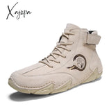 Xajzpa - Big Size Men’s Boots Breathable Genuine Leather Soft Sole Comfortable Ankle Outdoor