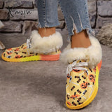 Xajzpa - Black Casual Patchwork Frenulum Printing Round Keep Warm Comfortable Out Door Shoes Shoes