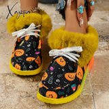 Xajzpa - Black Casual Patchwork Frenulum Printing Round Keep Warm Comfortable Out Door Shoes Shoes