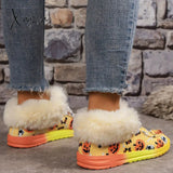 Xajzpa - Black Casual Patchwork Frenulum Printing Round Keep Warm Comfortable Out Door Shoes Shoes