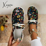Xajzpa - Black Casual Patchwork Printing Round Comfortable Shoes Shoes Sneakers