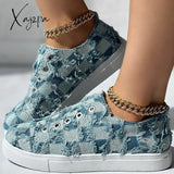 Xajzpa - Black Casual Patchwork Round Comfortable Shoes Blue / Us6Eu36 Shoes Sneakers