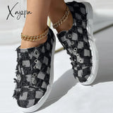 Xajzpa - Black Casual Patchwork Round Comfortable Shoes Shoes Sneakers