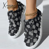 Xajzpa - Black Casual Patchwork Round Comfortable Shoes Shoes Sneakers