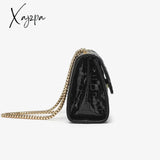 Xajzpa - Black Crocodile Pattern Crossbody Bag Solid Color Flap Chain Shoulder Mobile Phone Women