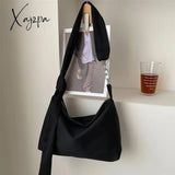 Xajzpa - Black Crossbody Bags For Women Girls Handbag Shopper Casual Solid Simple Chain Knotted