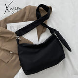 Xajzpa - Black Crossbody Bags For Women Girls Handbag Shopper Casual Solid Simple Chain Knotted