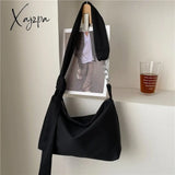 Xajzpa - Black Crossbody Bags For Women Girls Handbag Shopper Casual Solid Simple Chain Knotted