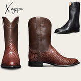 Xajzpa - Black Men Ankle Boot Crocodile Pattern Western Cowboy Trend Mid-Tube Boots Men’s Casual