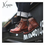 Xajzpa - Black Motorcycle Boots American Casual Leather Shoes Men’s Uk Style Retro Work Men Big