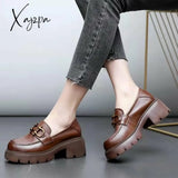 Xajzpa - Black Retro Shoes Women’s Autumn Fashion Comfortable Metal Decoration Thick Bottom