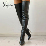 Xajzpa Black Sexy Over The Knee Boots For Women High Heels Shoes Ladies Thigh 2023 Winter Big Size