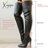 Xajzpa Black Sexy Over The Knee Boots For Women High Heels Shoes Ladies Thigh 2023 Winter Big Size