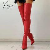 Xajzpa Black Sexy Over The Knee Boots For Women High Heels Shoes Ladies Thigh 2023 Winter Big Size