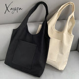 Xajzpa - Blank Canvas Shoulder Bag Female Handbag Reusable Grocery Storage Foldable Casual Totes