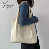 Xajzpa - Blank Canvas Shoulder Bag Female Handbag Reusable Grocery Storage Foldable Casual Totes