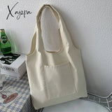 Xajzpa - Blank Canvas Shoulder Bag Female Handbag Reusable Grocery Storage Foldable Casual Totes