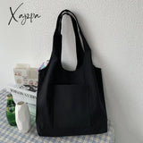 Xajzpa - Blank Canvas Shoulder Bag Female Handbag Reusable Grocery Storage Foldable Casual Totes