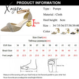 Xajzpa - Bling Crystal High Heels Pumps Women Elegant Pearl Buckle Square Wedding Party Shoes