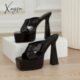 Xajzpa - Bling Gold Silver Super High Heel Sandals Women Platform Ladies Summer Shoes Woman Black