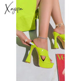 Xajzpa - Bling Gold Silver Super High Heel Sandals Women Platform Ladies Summer Shoes Woman Black