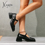 Xajzpa - Block Leatherette Daily Women Heeled Mary Janes