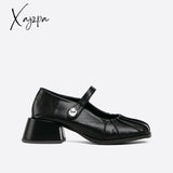 Xajzpa - Block leatherette  Daily Women Heeled Mary Janes