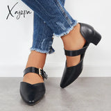 Xajzpa - Block Low Heel Mary Jane Pumps Pointed Toe Buckle Dress Shoes / Heels