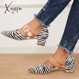 Xajzpa - Block Low Heel Mary Jane Pumps Pointed Toe Buckle Dress Shoes / Heels