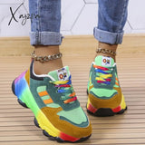 Xajzpa - Blue Casual Patchwork Round Comfortable Sport Shoes Green / Us5Eu35 Shoes Sneakers