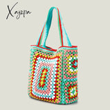 Xajzpa - Bohemian Paisley Crochet Women Shoulder Bags Knitting Large Tote Bag Casual Lady Handbags