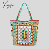 Xajzpa - Bohemian Paisley Crochet Women Shoulder Bags Knitting Large Tote Bag Casual Lady Handbags