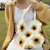 Xajzpa - Bohemian Paisley Crochet Women Shoulder Bags Knitting Large Tote Bag Casual Lady Handbags