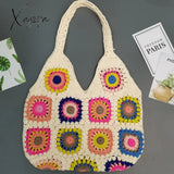 Xajzpa - Bohemian Paisley Crochet Women Shoulder Bags Knitting Large Tote Bag Casual Lady Handbags