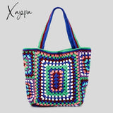 Xajzpa - Bohemian Paisley Crochet Women Shoulder Bags Knitting Large Tote Bag Casual Lady Handbags