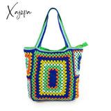 Xajzpa - Bohemian Paisley Crochet Women Shoulder Bags Knitting Large Tote Bag Casual Lady Handbags