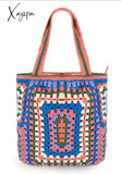 Xajzpa - Bohemian Paisley Crochet Women Shoulder Bags Knitting Large Tote Bag Casual Lady Handbags