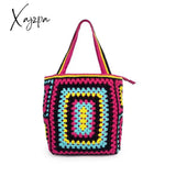 Xajzpa - Bohemian Paisley Crochet Women Shoulder Bags Knitting Large Tote Bag Casual Lady Handbags