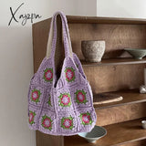 Xajzpa - Bohemian Paisley Crochet Women Shoulder Bags Knitting Large Tote Bag Casual Lady Handbags