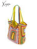 Xajzpa - Bohemian Paisley Crochet Women Shoulder Bags Knitting Large Tote Bag Casual Lady Handbags