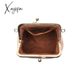 Xajzpa - Boho Straw Woven Kiss Lock Metal Chain Clutch Textured Frame Purse Crossbody Bag Women Bags