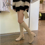 Xajzpa - Boots Flat Platform Boots-Women Women’s Rubber Shoes Rain Sexy Thigh High Heels Luxury