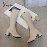 Xajzpa - Boots Flat Platform Boots-Women Women’s Rubber Shoes Rain Sexy Thigh High Heels Luxury