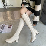 Xajzpa - Boots Flat Platform Boots-Women Women’s Rubber Shoes Rain Sexy Thigh High Heels Luxury