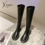 Xajzpa - Boots Flat Platform Boots-Women Women’s Rubber Shoes Rain Sexy Thigh High Heels Luxury