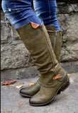 Xajzpa - Botas Mujer Winter Pu Leather Knee High Boots Women Snow Heels Zipper Female Shoes Black