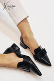 Xajzpa - Bow Pointed Flats 35 / Black Heels